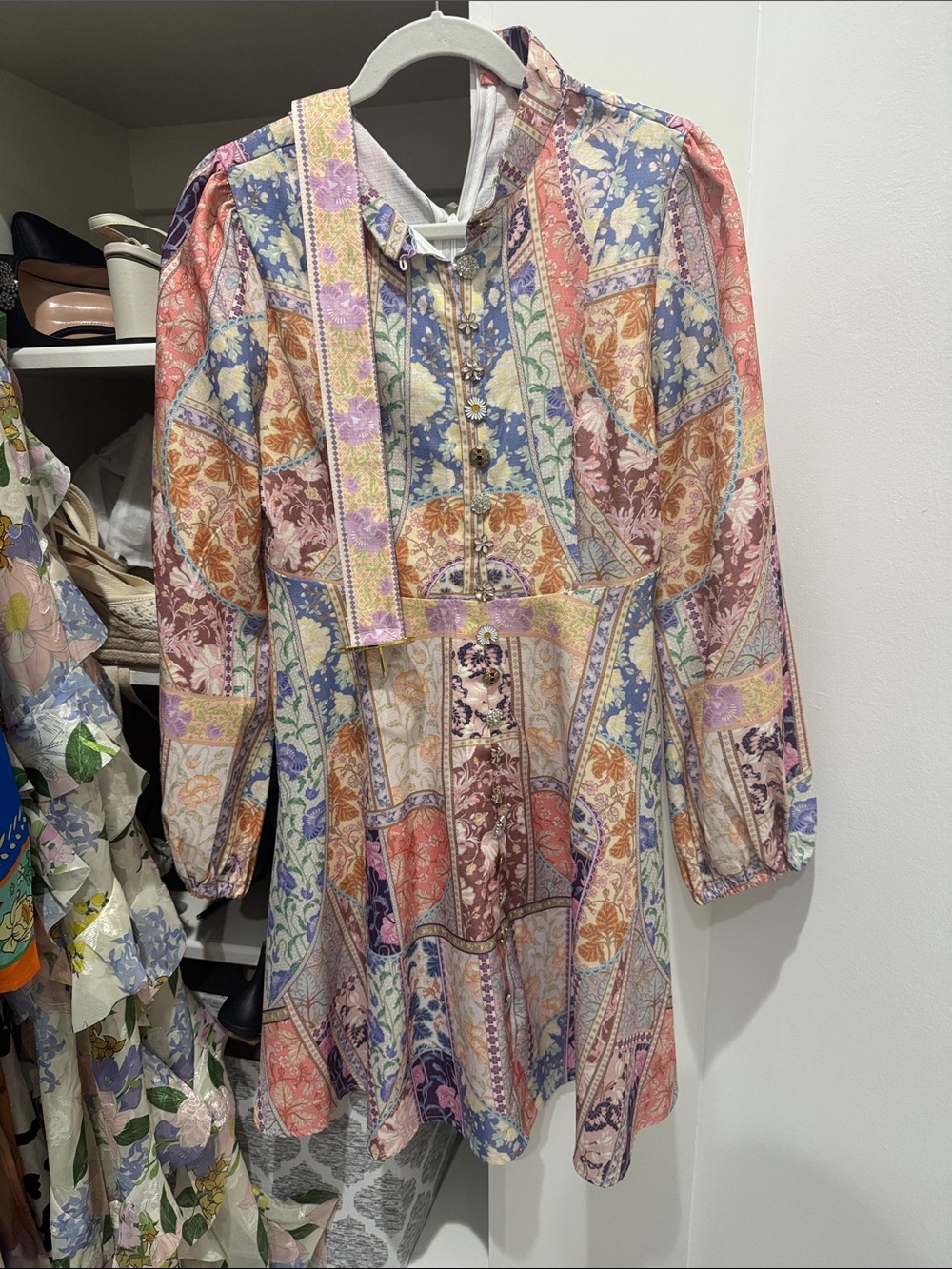 Dalia Macphee Multicolor kaleidoscope embellished  designer inspired dress
